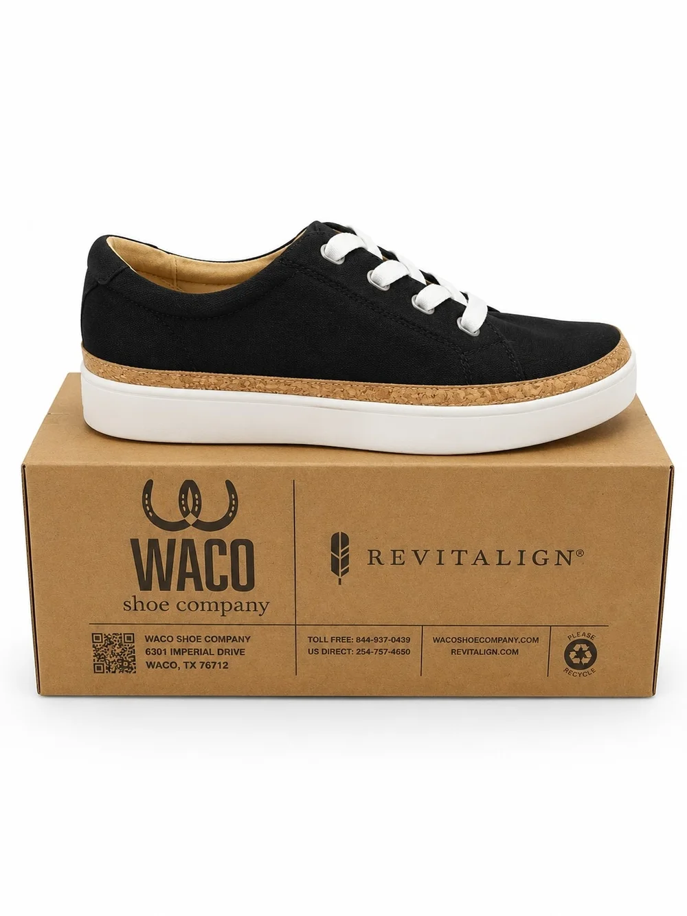 Revitalign Black Canvas Lace Up Slip On Comfort Sneakers NIB Womens Sizes 7-11